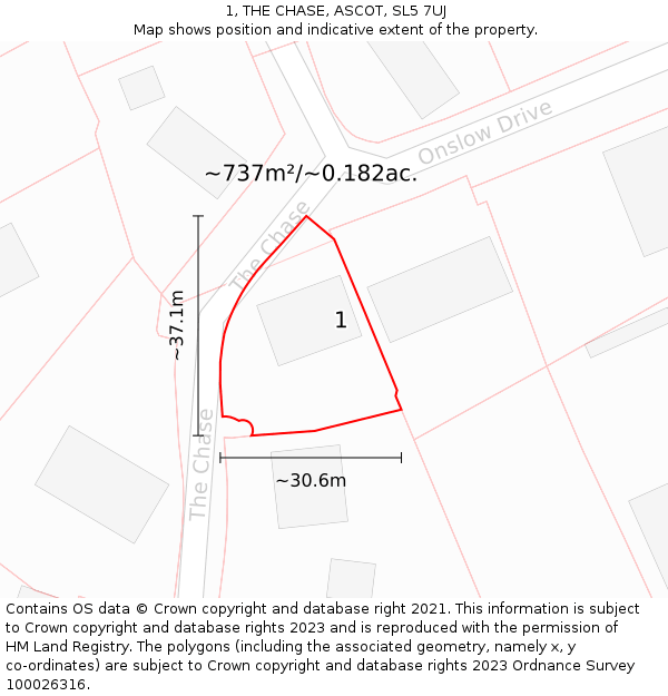 1, THE CHASE, ASCOT, SL5 7UJ: Plot and title map