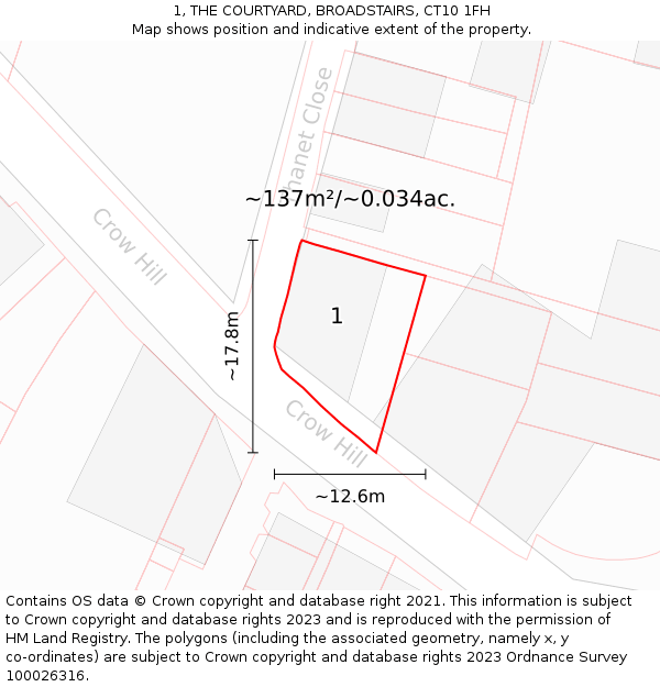 1, THE COURTYARD, BROADSTAIRS, CT10 1FH: Plot and title map