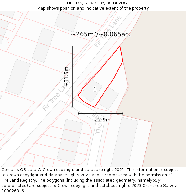 1, THE FIRS, NEWBURY, RG14 2DG: Plot and title map