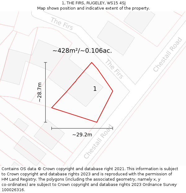 1, THE FIRS, RUGELEY, WS15 4SJ: Plot and title map