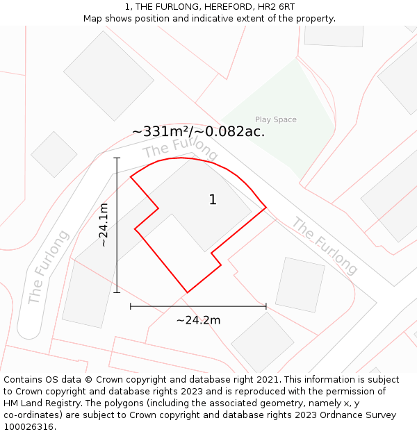 1, THE FURLONG, HEREFORD, HR2 6RT: Plot and title map