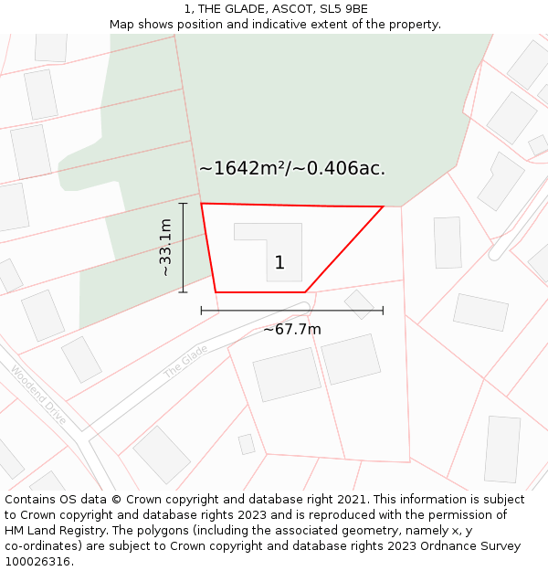 1, THE GLADE, ASCOT, SL5 9BE: Plot and title map