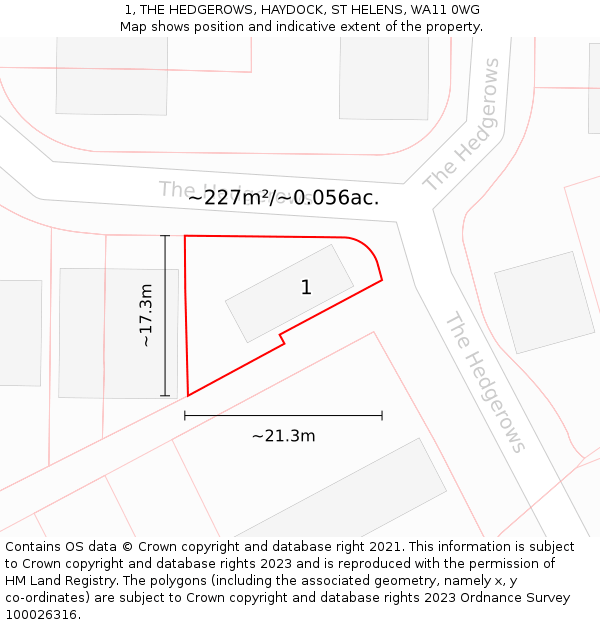 1, THE HEDGEROWS, HAYDOCK, ST HELENS, WA11 0WG: Plot and title map