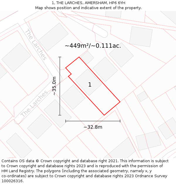 1, THE LARCHES, AMERSHAM, HP6 6YH: Plot and title map