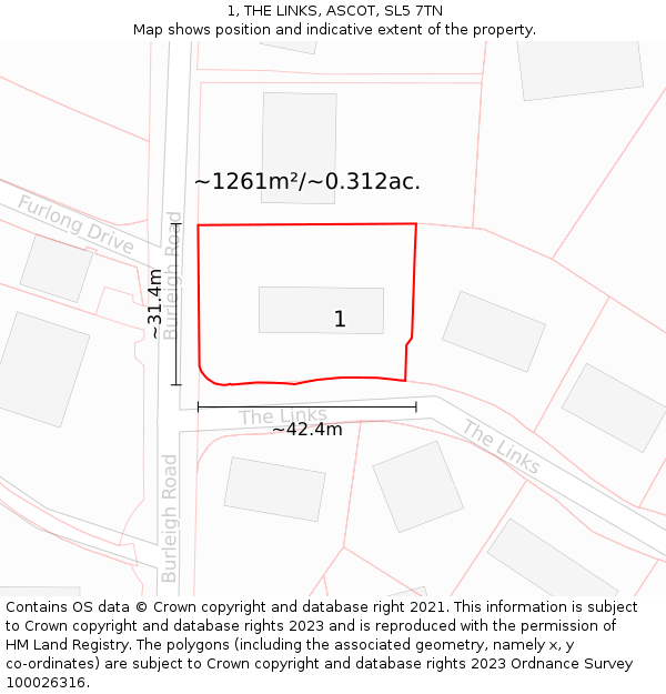 1, THE LINKS, ASCOT, SL5 7TN: Plot and title map