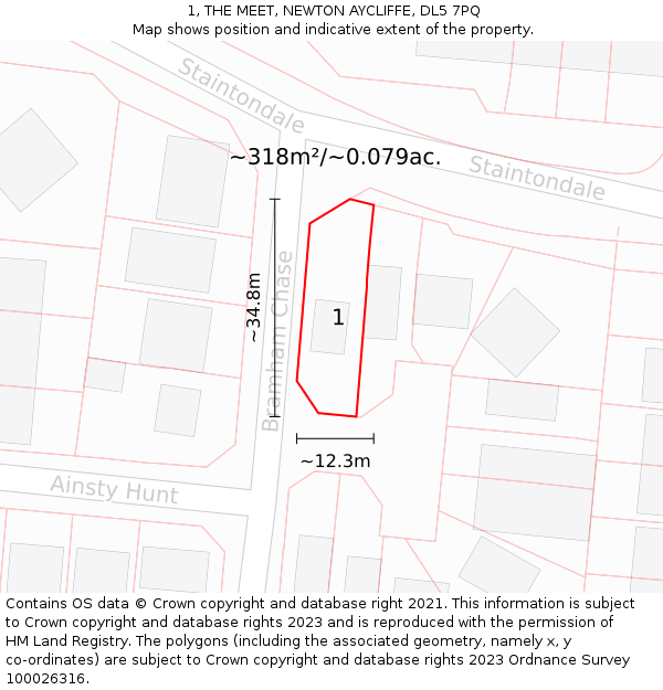 1, THE MEET, NEWTON AYCLIFFE, DL5 7PQ: Plot and title map