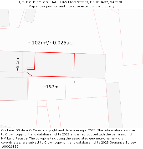 1, THE OLD SCHOOL HALL, HAMILTON STREET, FISHGUARD, SA65 9HL: Plot and title map