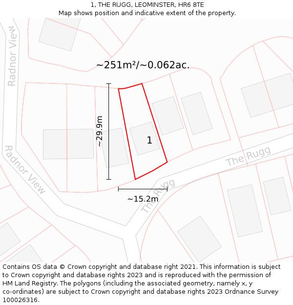 1, THE RUGG, LEOMINSTER, HR6 8TE: Plot and title map