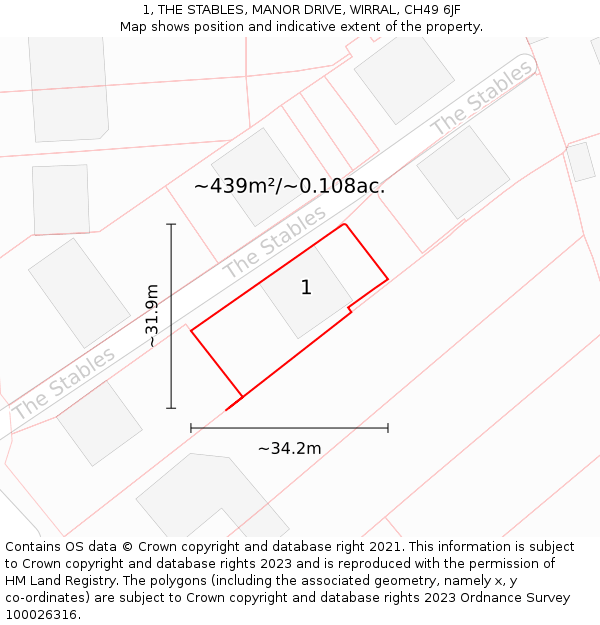 1, THE STABLES, MANOR DRIVE, WIRRAL, CH49 6JF: Plot and title map