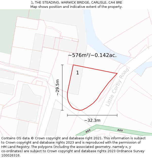 1, THE STEADING, WARWICK BRIDGE, CARLISLE, CA4 8RE: Plot and title map