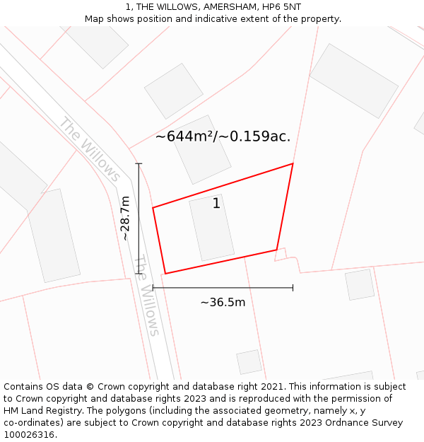 1, THE WILLOWS, AMERSHAM, HP6 5NT: Plot and title map