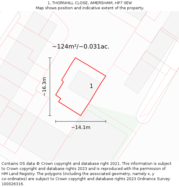 1, THORNHILL CLOSE, AMERSHAM, HP7 0EW: Plot and title map