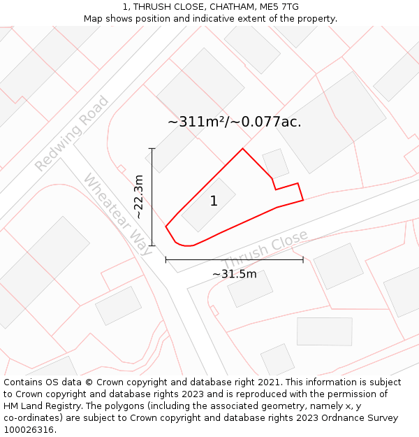 1, THRUSH CLOSE, CHATHAM, ME5 7TG: Plot and title map