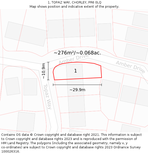 1, TOPAZ WAY, CHORLEY, PR6 0LQ: Plot and title map