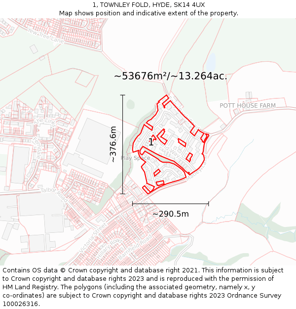 1, TOWNLEY FOLD, HYDE, SK14 4UX: Plot and title map