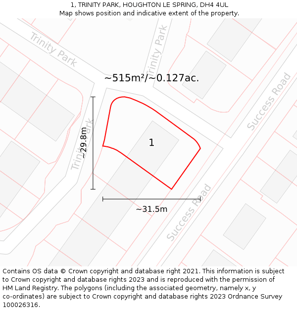 1, TRINITY PARK, HOUGHTON LE SPRING, DH4 4UL: Plot and title map