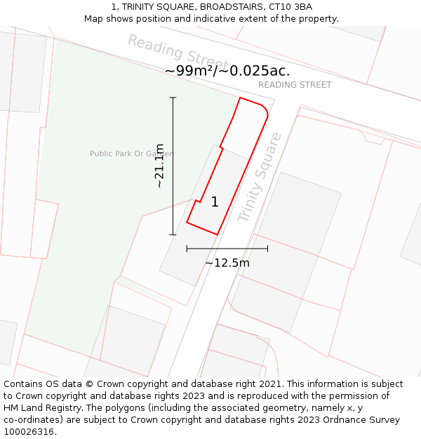 1, TRINITY SQUARE, BROADSTAIRS, CT10 3BA: Plot and title map