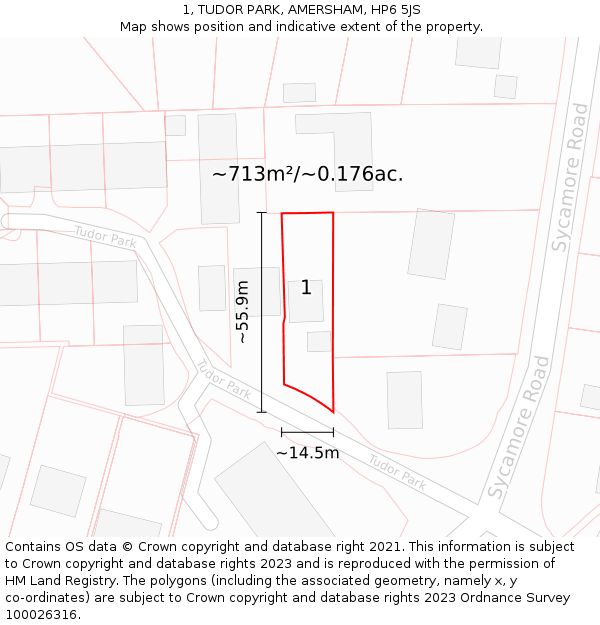 1, TUDOR PARK, AMERSHAM, HP6 5JS: Plot and title map