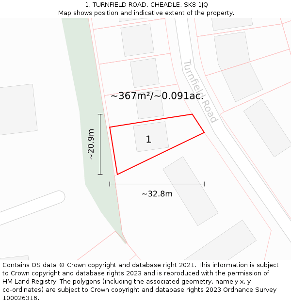 1, TURNFIELD ROAD, CHEADLE, SK8 1JQ: Plot and title map