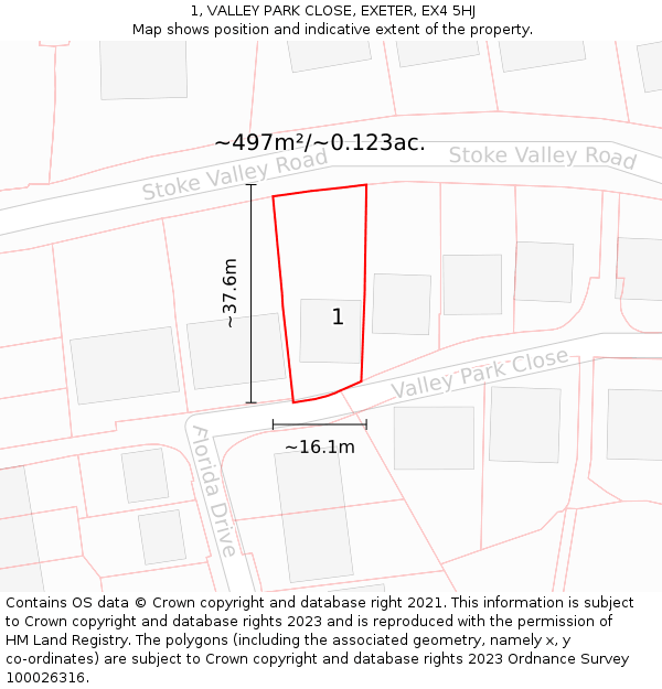 1, VALLEY PARK CLOSE, EXETER, EX4 5HJ: Plot and title map