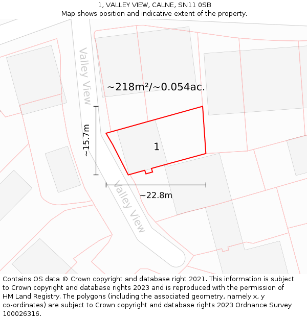 1, VALLEY VIEW, CALNE, SN11 0SB: Plot and title map