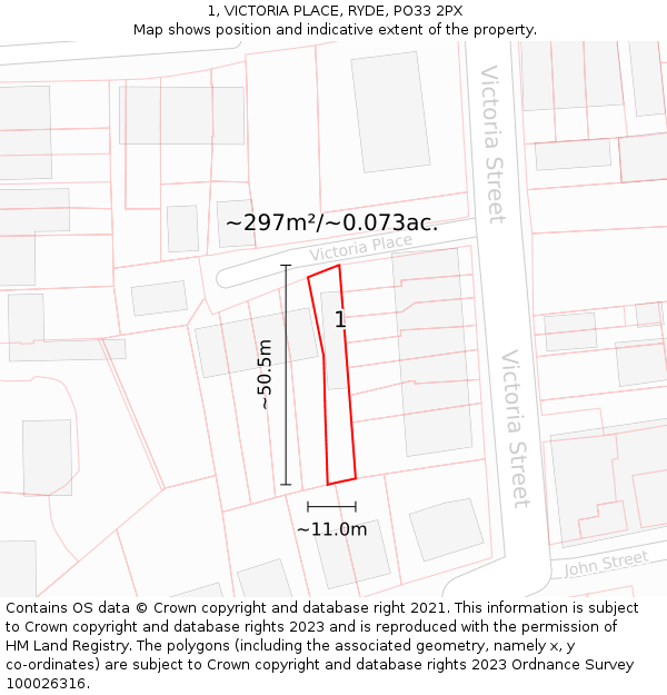 1, VICTORIA PLACE, RYDE, PO33 2PX: Plot and title map