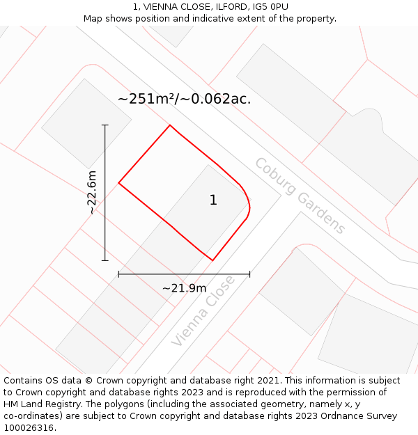 1, VIENNA CLOSE, ILFORD, IG5 0PU: Plot and title map