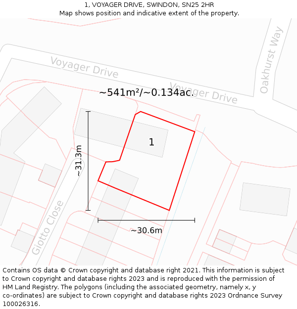 1, VOYAGER DRIVE, SWINDON, SN25 2HR: Plot and title map