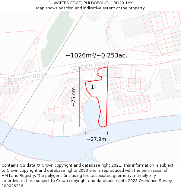 1, WATERS EDGE, PULBOROUGH, RH20 1AX: Plot and title map