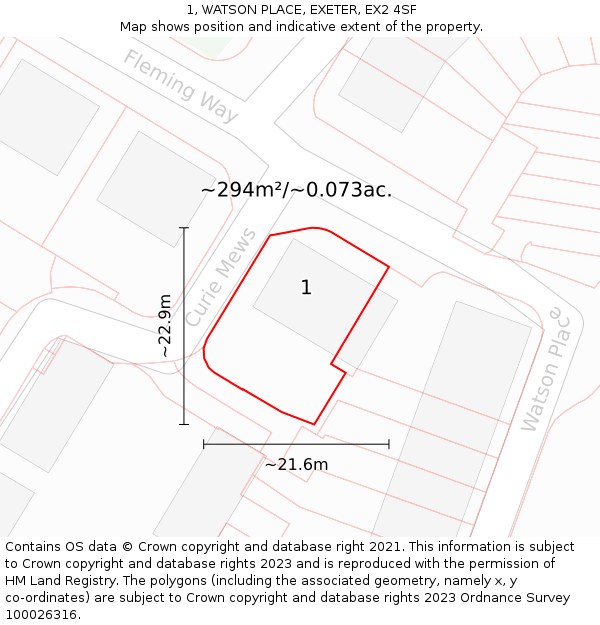 1, WATSON PLACE, EXETER, EX2 4SF: Plot and title map