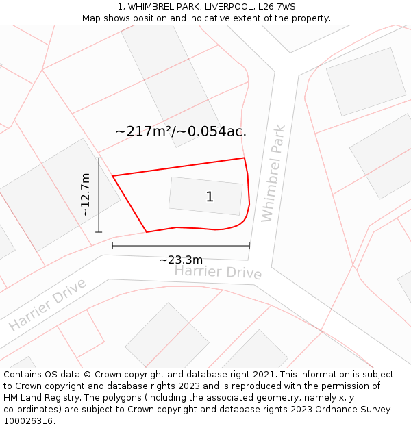 1, WHIMBREL PARK, LIVERPOOL, L26 7WS: Plot and title map