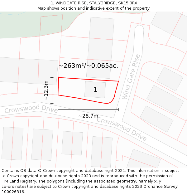 1, WINDGATE RISE, STALYBRIDGE, SK15 3RX: Plot and title map