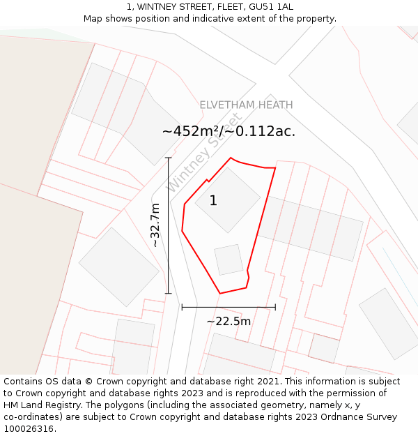 1, WINTNEY STREET, FLEET, GU51 1AL: Plot and title map