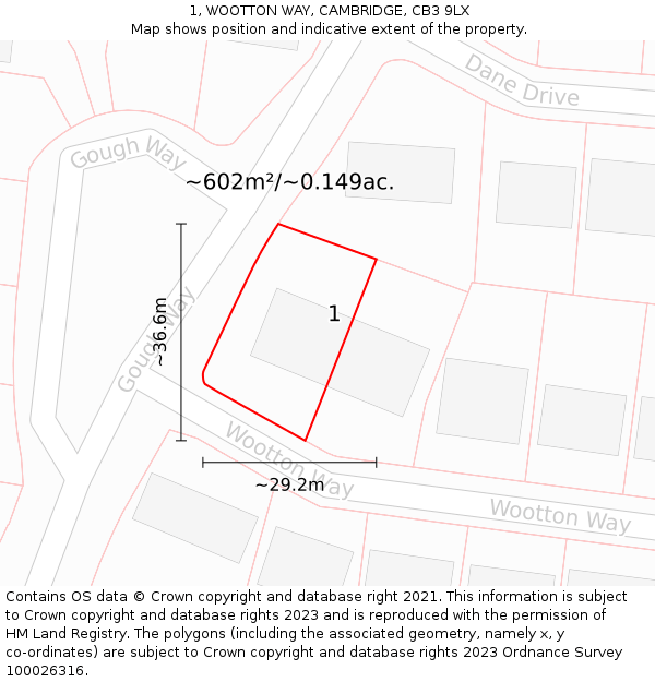 1, WOOTTON WAY, CAMBRIDGE, CB3 9LX: Plot and title map