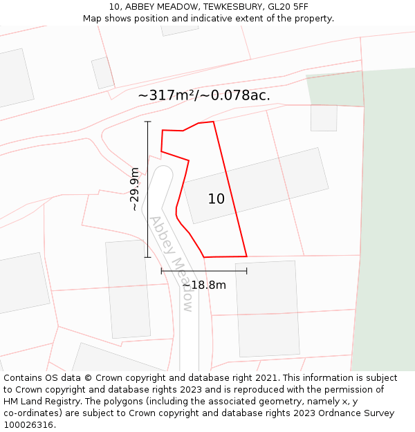 10, ABBEY MEADOW, TEWKESBURY, GL20 5FF: Plot and title map