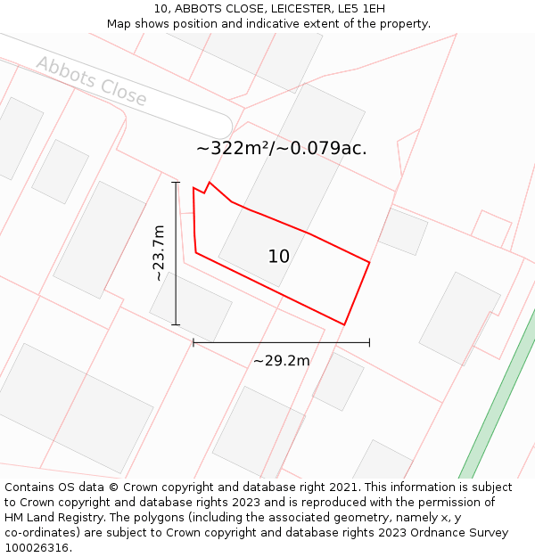 10, ABBOTS CLOSE, LEICESTER, LE5 1EH: Plot and title map