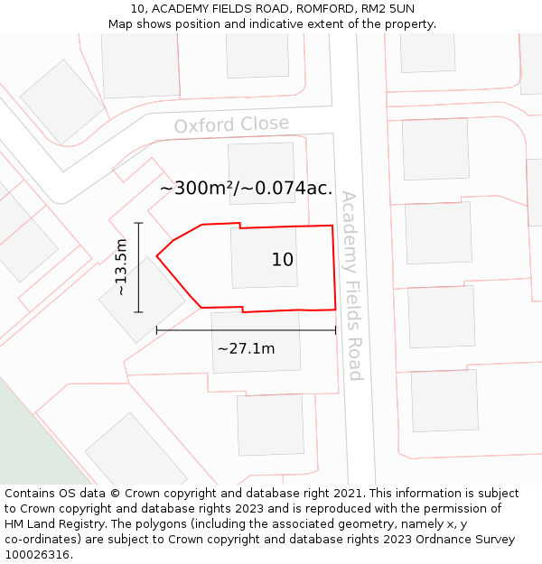 10, ACADEMY FIELDS ROAD, ROMFORD, RM2 5UN: Plot and title map