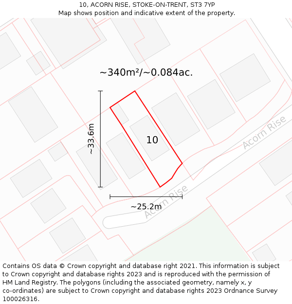 10, ACORN RISE, STOKE-ON-TRENT, ST3 7YP: Plot and title map