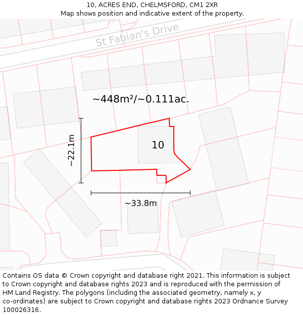 10, ACRES END, CHELMSFORD, CM1 2XR: Plot and title map