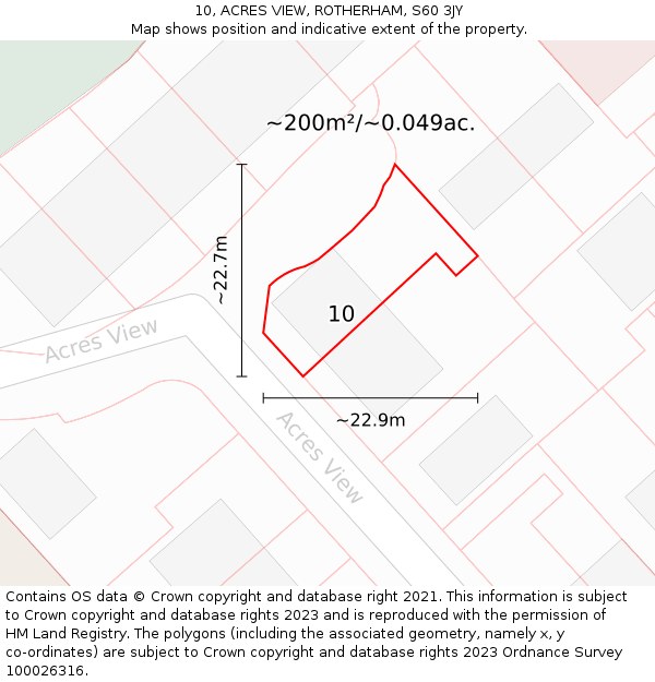 10, ACRES VIEW, ROTHERHAM, S60 3JY: Plot and title map