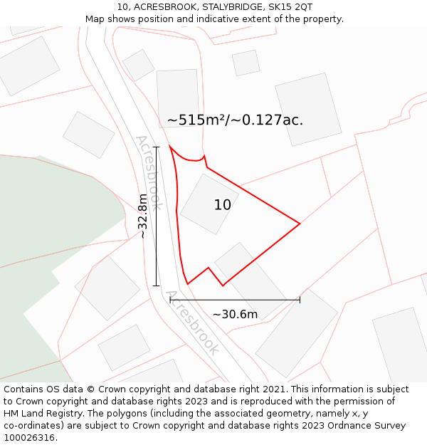 10, ACRESBROOK, STALYBRIDGE, SK15 2QT: Plot and title map