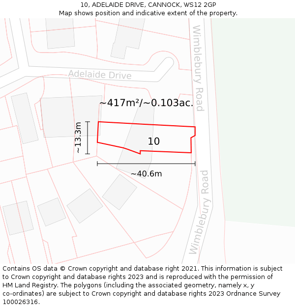 10, ADELAIDE DRIVE, CANNOCK, WS12 2GP: Plot and title map