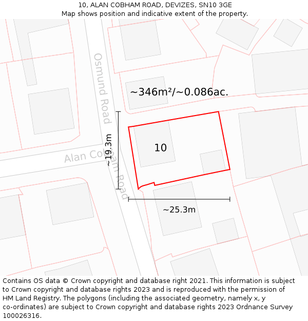 10, ALAN COBHAM ROAD, DEVIZES, SN10 3GE: Plot and title map