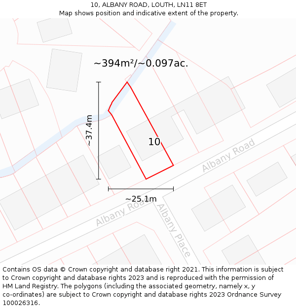 10, ALBANY ROAD, LOUTH, LN11 8ET: Plot and title map
