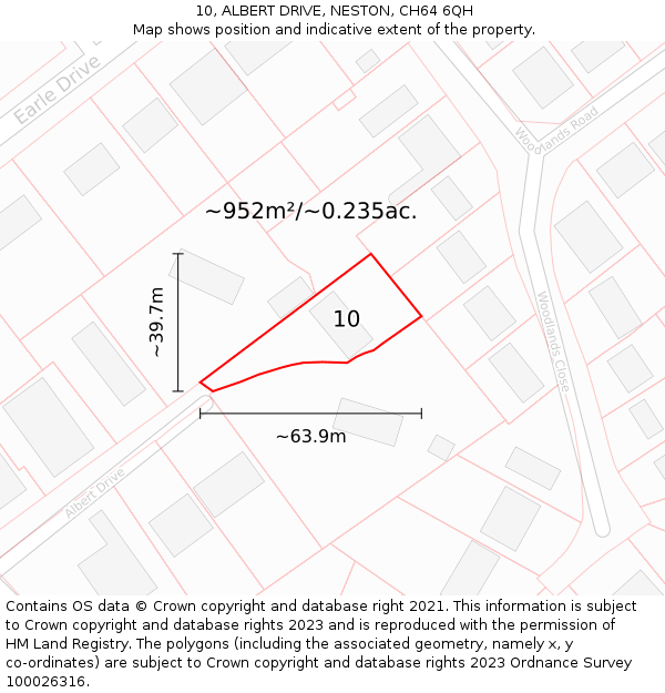 10, ALBERT DRIVE, NESTON, CH64 6QH: Plot and title map