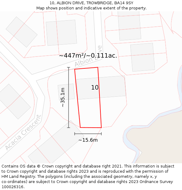 10, ALBION DRIVE, TROWBRIDGE, BA14 9SY: Plot and title map