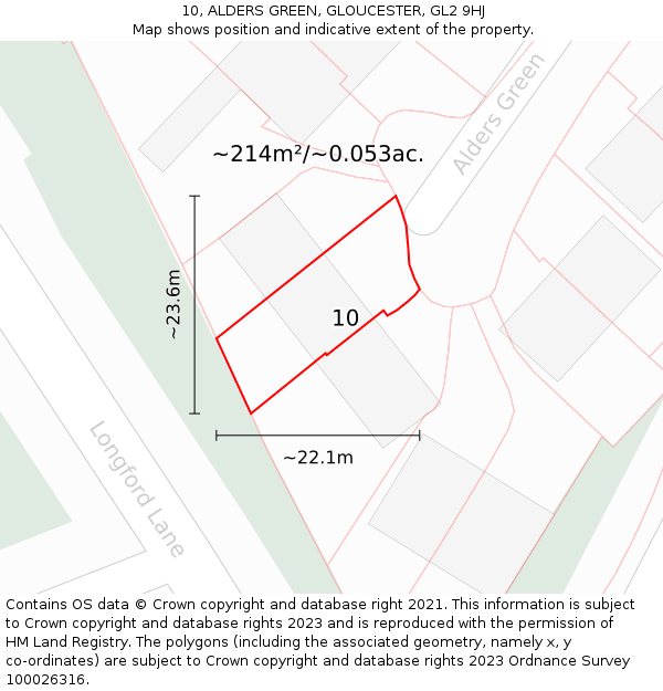 10, ALDERS GREEN, GLOUCESTER, GL2 9HJ: Plot and title map