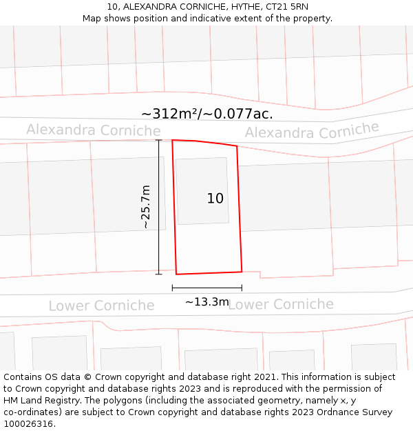 10, ALEXANDRA CORNICHE, HYTHE, CT21 5RN: Plot and title map