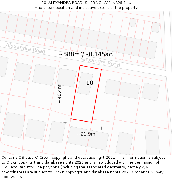 10, ALEXANDRA ROAD, SHERINGHAM, NR26 8HU: Plot and title map