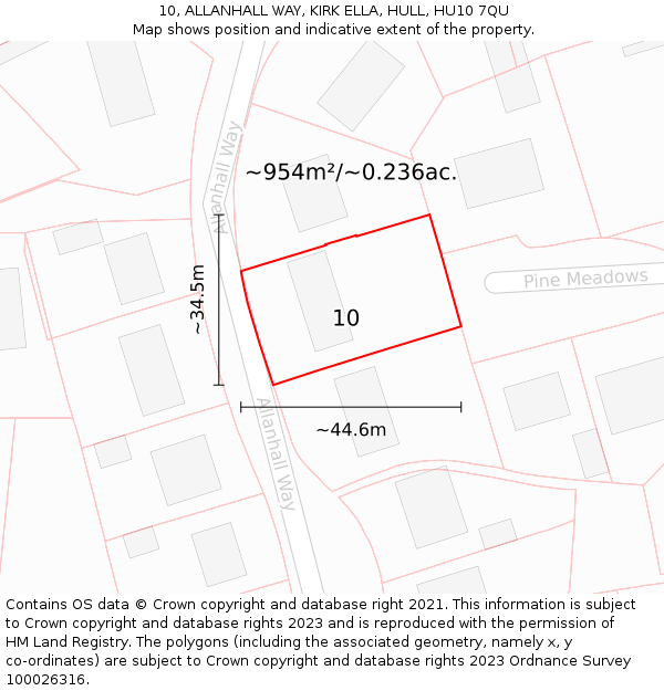 10, ALLANHALL WAY, KIRK ELLA, HULL, HU10 7QU: Plot and title map